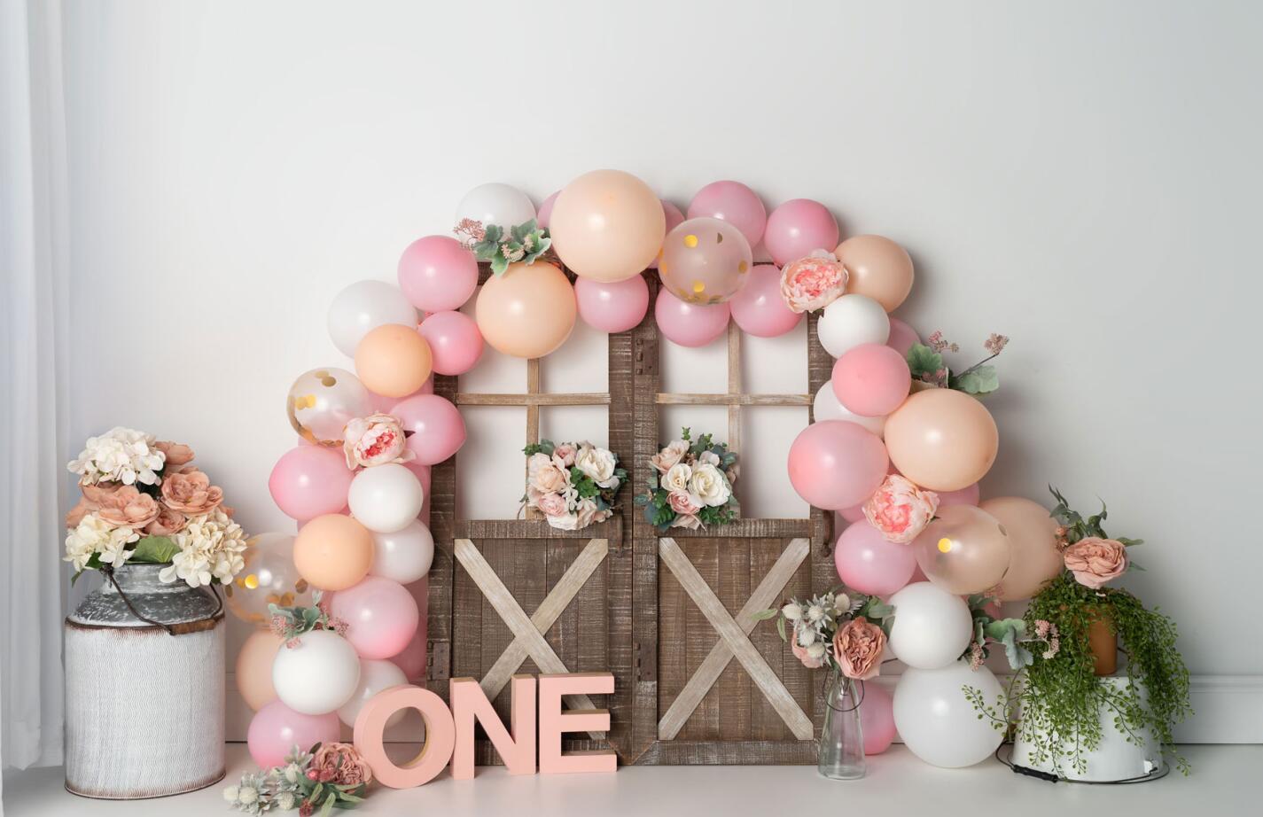 Fox Cake Smash Girls Spring Birthday Vinyl Backdrop Design by Kali