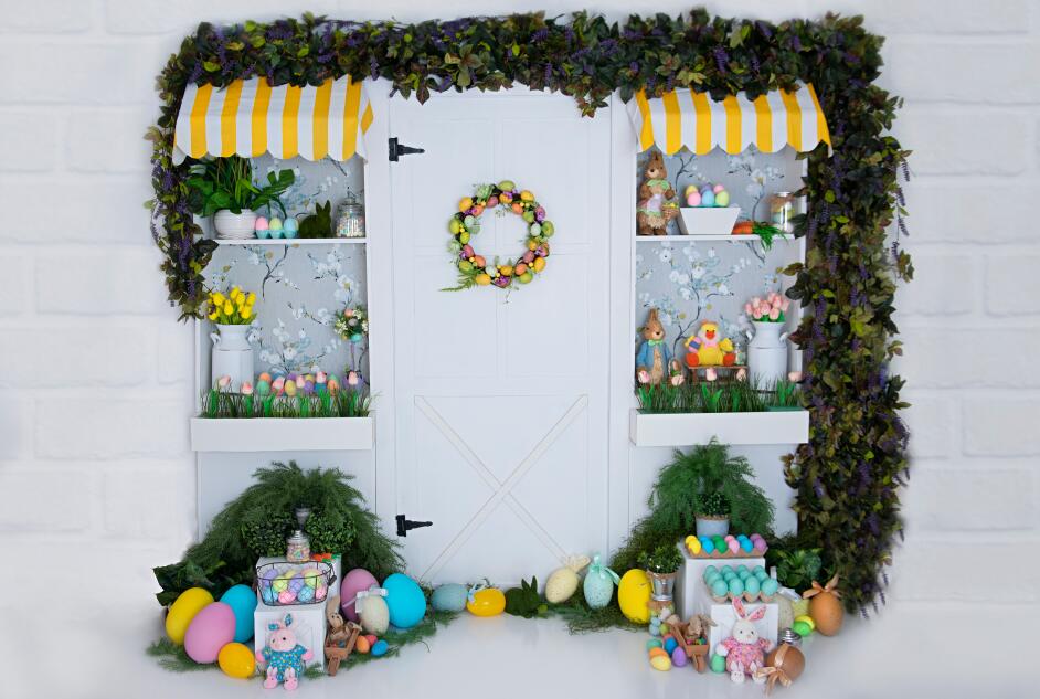 Fox Rolled Vinyl Easter Eggs Leaves Backdrop by Maria Gabriela - Foxbackdrop