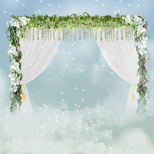 Fox Rolled Wedding Flowers Vinyl Photos Backdrop - Foxbackdrop