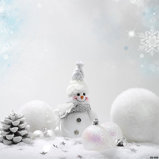 Fox Winter Snowman Rolled Thick Vinyl Backdrop - Foxbackdrop