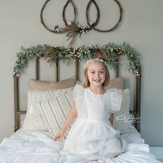 Fox Rolled Headboard Christmas Vinyl Photos Backdrop - Foxbackdrop