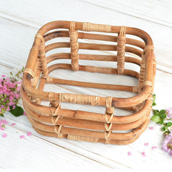 Fox Bamboo Square Basket for Newborn Photo Props - Foxbackdrop
