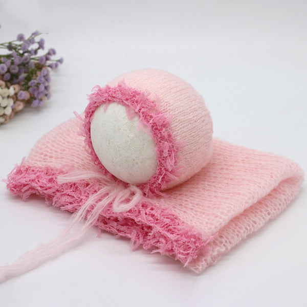 Fox 37x127cm 2pcs Newborn Posing Fabric Lace Wrap Hat Suit for Photography - Foxbackdrop