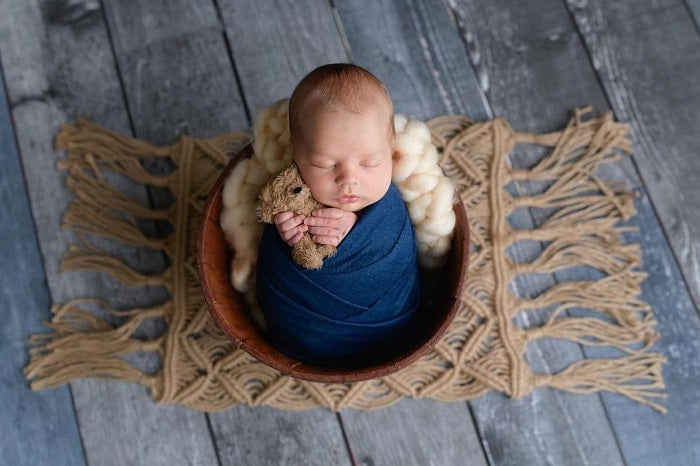 RTS Fox 65x35cm Boho Layer Khaki White Newborn Baby Studio Props