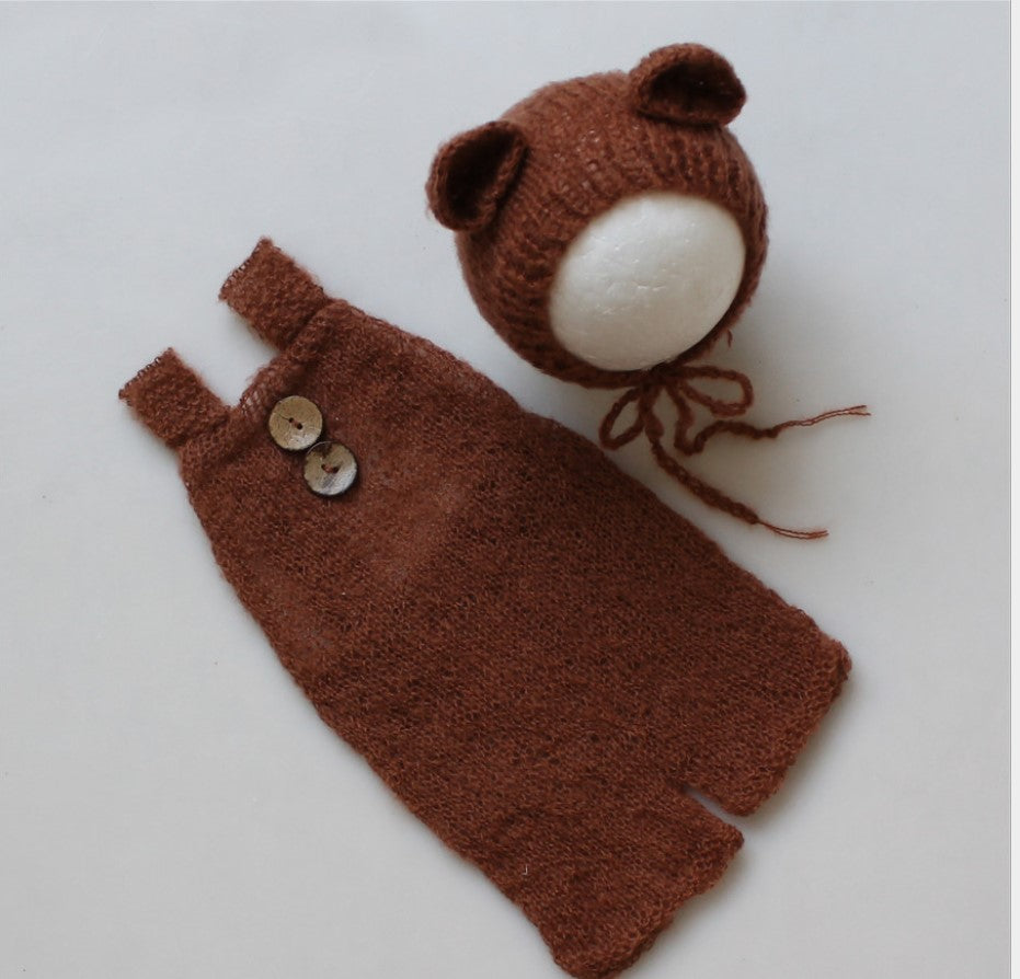 Fox 2 pcs/set Newborn Knitting Bonnet with Outfit for Photoshoot - Foxbackdrop