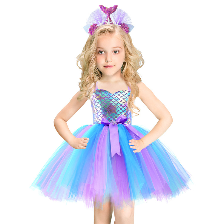 Fox Mermaid dress Children's dresses halloween costume Princess dress Dance skirt