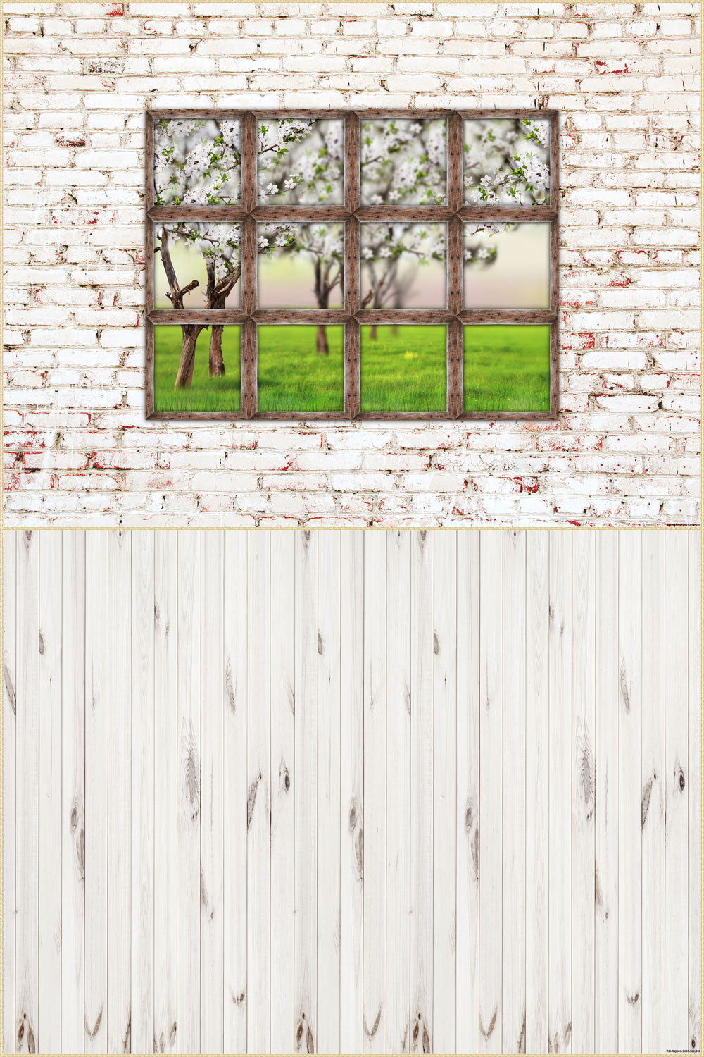 Fox 6.5x10ft Vinyl Brick Wall with Wood Floor Drops Mat Photo Backdrop - Foxbackdrop