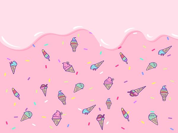 Fox Summer Pink Ice Cream Children Vinyl Backdrop - Foxbackdrop