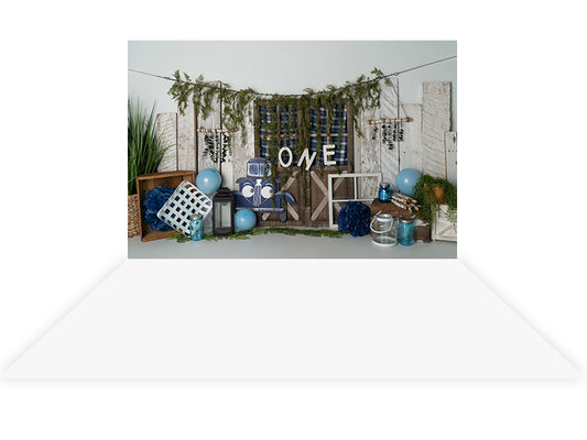 Fox First Birthday+Vinyl White Backdrops combo set