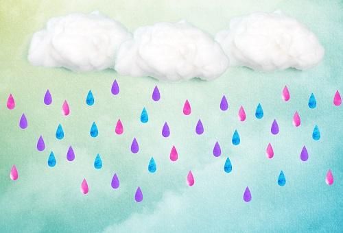 Fox Rainbow Raindrop Clouds Children Birthday Vinyl Backdrop - Foxbackdrop