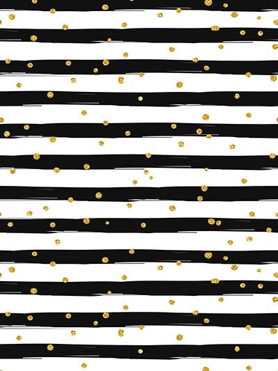 Fox Black White Stripe Gold Dots Vinyl Backdrop - Foxbackdrop