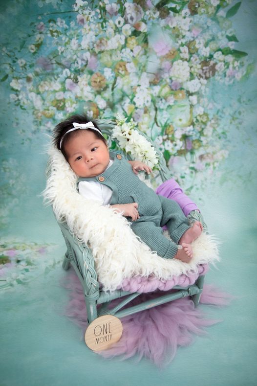 RTS Fox Green White Flowers Vinyl/Fabric Photo Backdrop