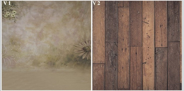 Fox Vintage Flower/Wood Double-sided Nano 2 in 1 Backdrop - Foxbackdrop