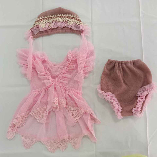 Fox 3pcs/set Newborn Baby Lace Outfits for Photoshoot - Foxbackdrop