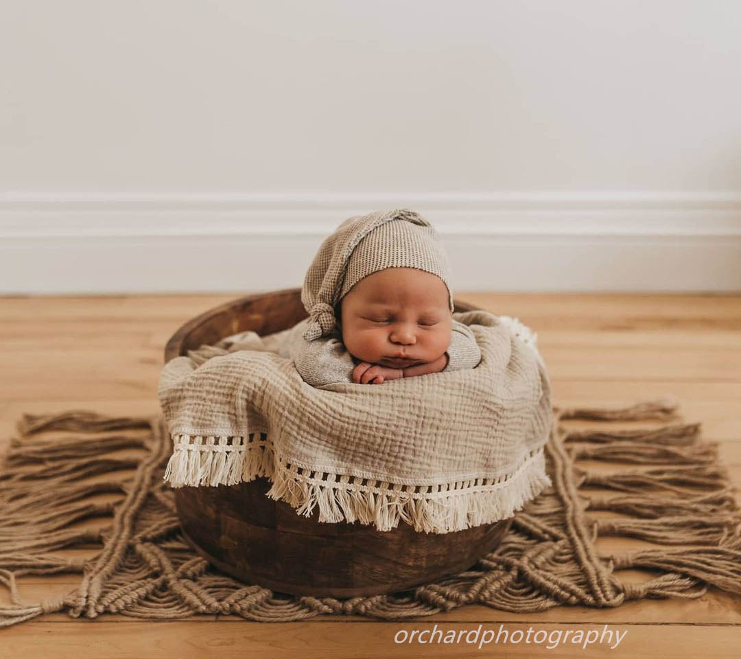 Fox 65x35cm Boho Layer Khaki White Newborn Baby Studio Props - Foxbackdrop
