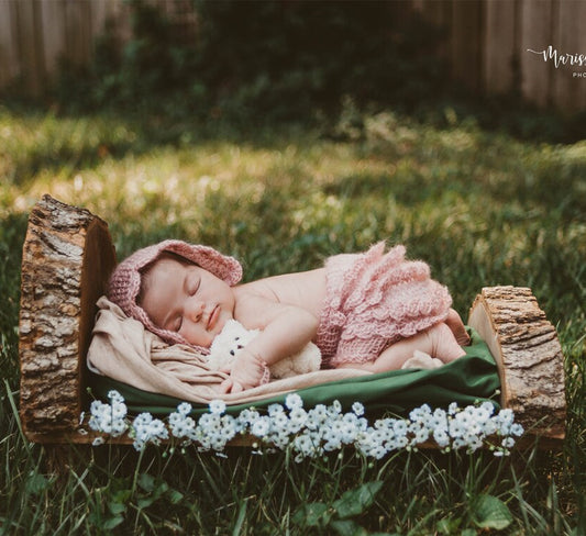 Fox Newborn Antique Photo Prop Wooden Crib