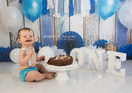 Fox Boy's Birthday Cookies Cake Smash Vinyl/Fabric Backdrop Designed By Jacky Rose Photography