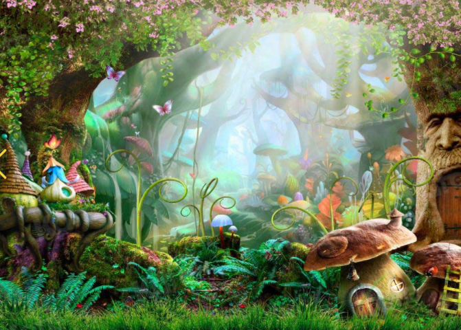 FoxChildren Fairy Tale Wonderland Forest Mushrooms Fabric Backdrops 2.3×2.5m