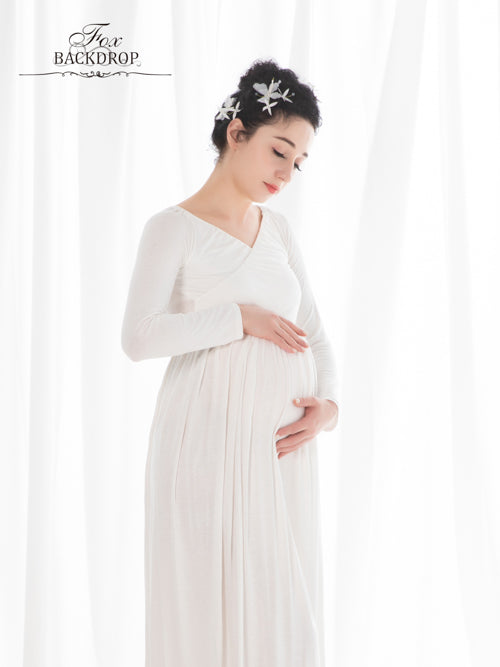 Fox Sexy V Neck Long Sleeve Maternity Dress for Photography - Foxbackdrop