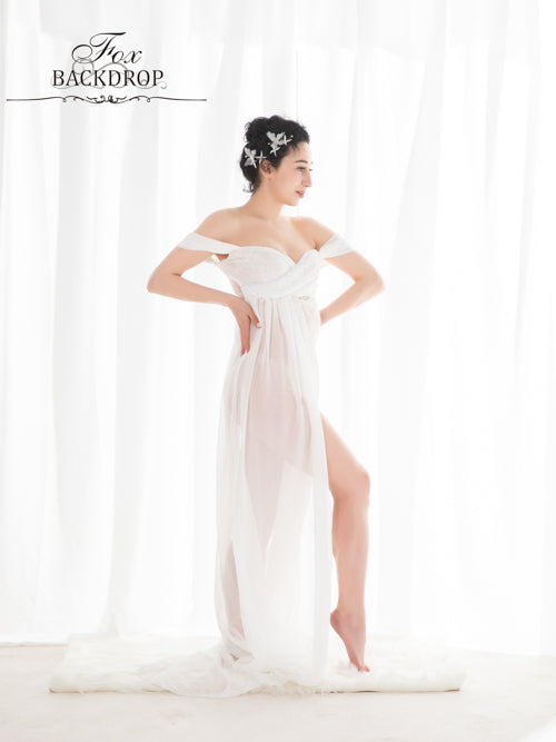 Fox Sexy A Line Chiffon Long Maternity Dress for Photoshoot - Foxbackdrop