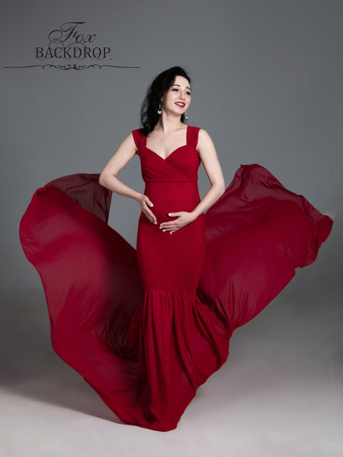 Fox Off the Shoulder Mermaid Long Maternity Dress for Photoshoot - Foxbackdrop