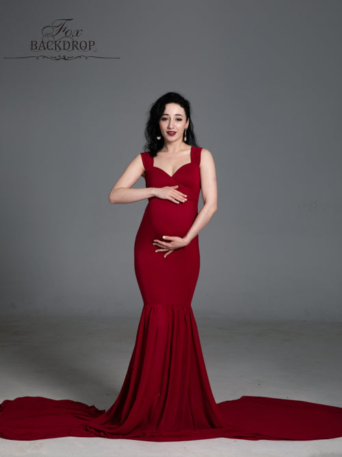 Fox Off the Shoulder Mermaid Long Maternity Dress for Photoshoot - Foxbackdrop