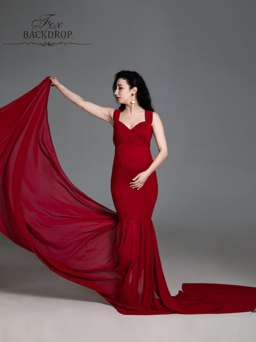Fox Off the Shoulder Mermaid Long Maternity Dress for Photoshoot - Foxbackdrop