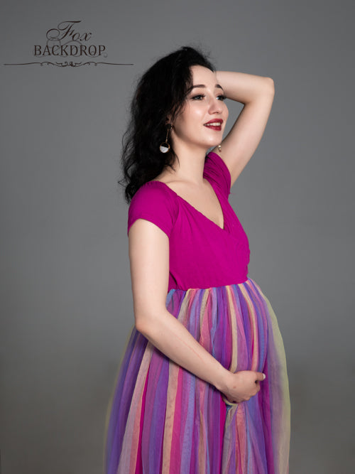 Fox Sexy V Neck Long Colorful Maternity Dress for Photography - Foxbackdrop