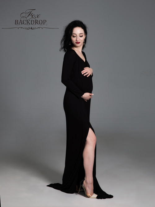 Fox Sexy V Neck Long  Mermaid Black Maternity Dress for Photoshoot - Foxbackdrop