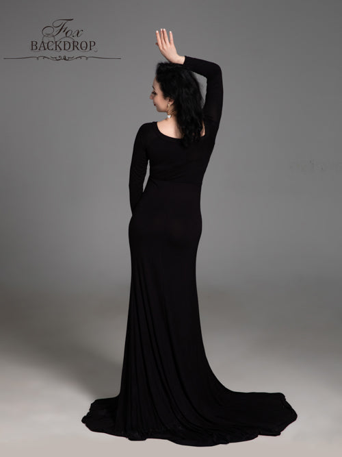 Fox Sexy V Neck Long  Mermaid Black Maternity Dress for Photoshoot - Foxbackdrop
