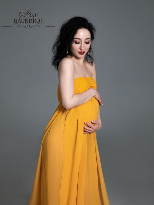 Fox Sexy Sweetheart Long Yellow Maternity Dress for Photography - Foxbackdrop