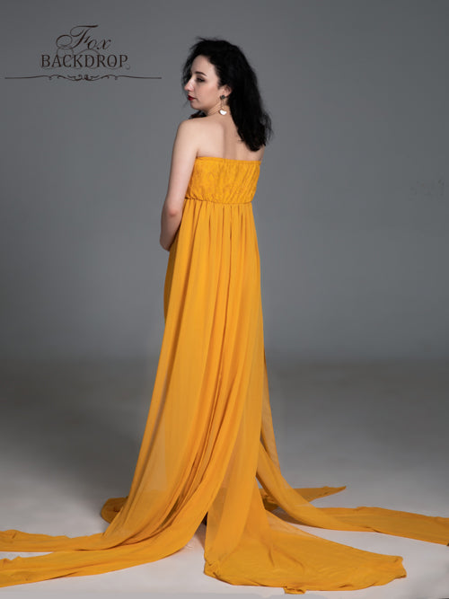 Fox Sexy Sweetheart Long Yellow Maternity Dress for Photography - Foxbackdrop