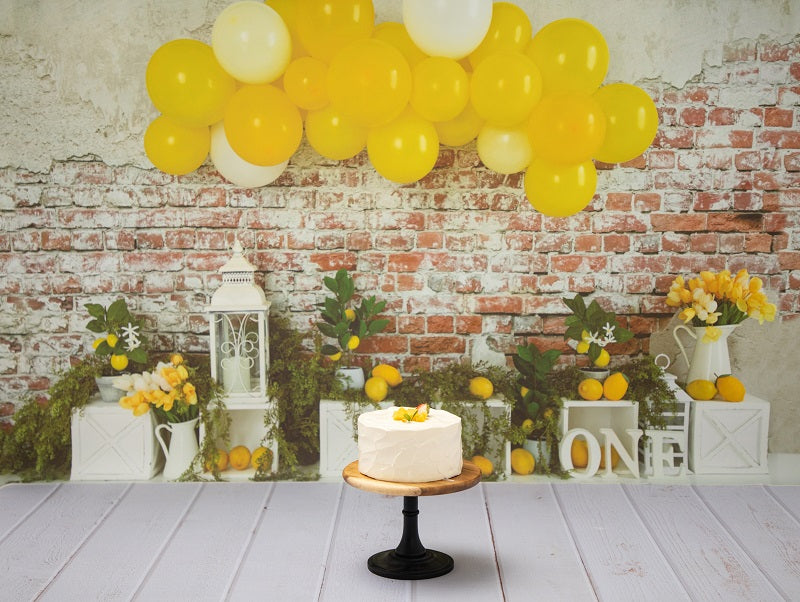 Fox Birthday Yellow Balloon Lemon Vinyl Backdrop Designed By Joy Perez