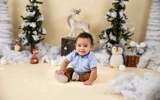 Fox Rolled Winter Christmas Vinyl Backdrop Designed By Blanca Perez - Foxbackdrop