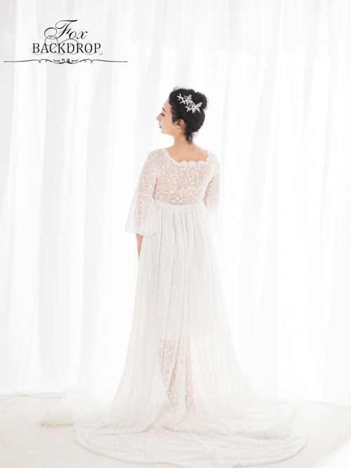 Fox V-neck Horn Long Lace Super Long Tail Pregnant Women Photography Dress