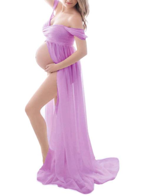 Fox Sexy A Line Chiffon Long Maternity Dress for Photoshoot - Foxbackdrop