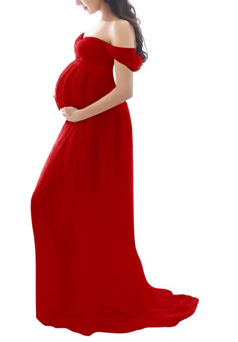 Fox Sexy A Line Chiffon Long Maternity Dress for Photoshoot