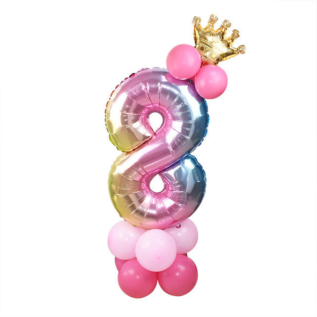 Fox Rainbow Gradient Foil Balloons Baby Happy Birthday Party 32 inch Digital