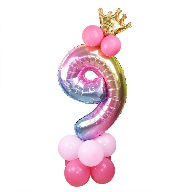 Fox Rainbow Gradient Foil Balloons Baby Happy Birthday Party 32 inch Digital