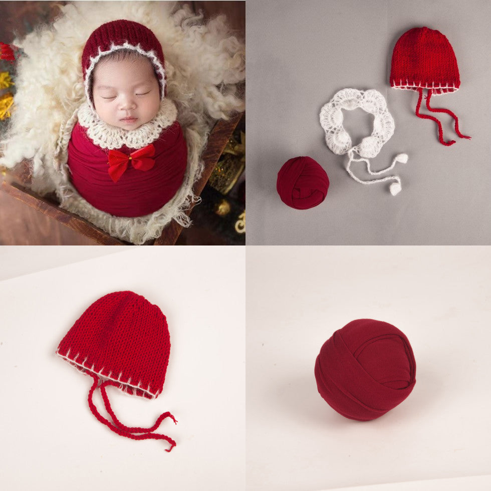 Fox 3pcs Newborn Photography Props Christmas Hat Shawl Wrap