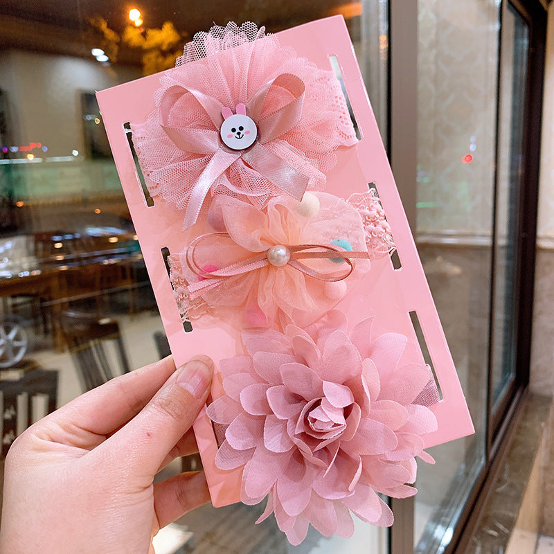 Fox Three-piece Gift Box With Bow Flower Headband Children's Lace Flower Hair Accessories