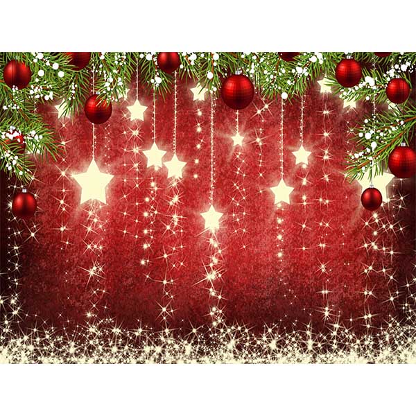 Fox Red Balls Shiny Red Christmas Vinyl Photo Backdrop - Foxbackdrop