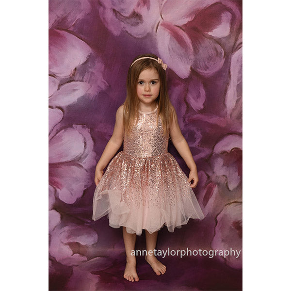 Fox Rolled Vinyl Purple Flowers Backdrop for Photography - Foxbackdrop