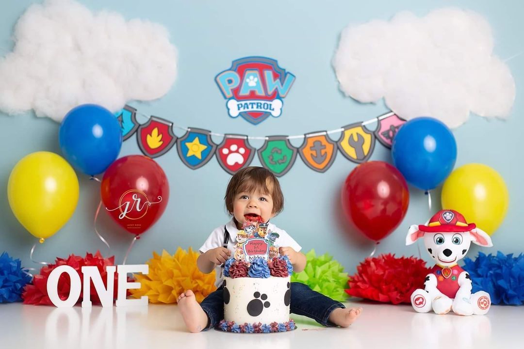 Fox Rolled Blue Boy's Birthday Vinyl Backdrop Designed By Jacky Rose Photography - Foxbackdrop