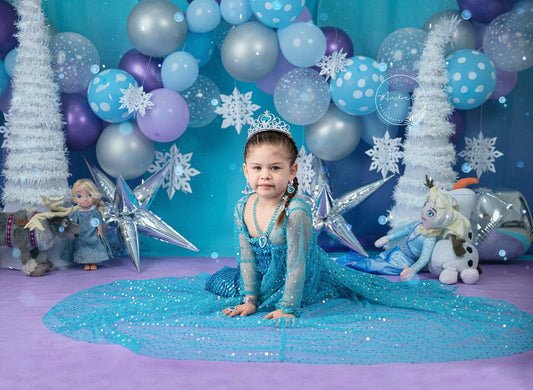 Fox Rolled Frozen Girl's Winter Backdrop Designed By Blanca Perez - Foxbackdrop