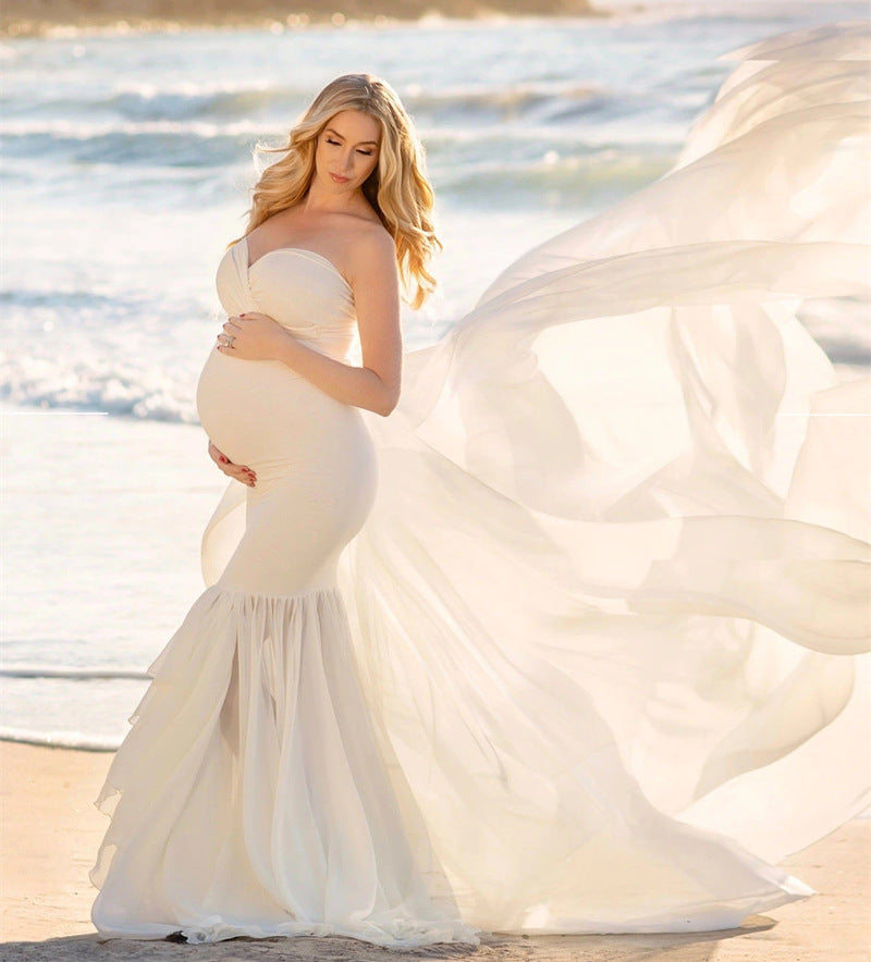 Fox Pregnant Women Fashion Dresses Trailing Skirt Maternity Dress for Photography