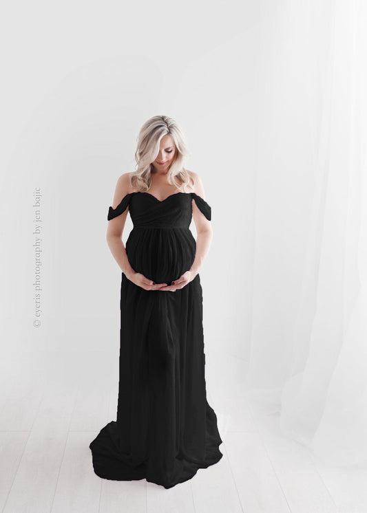 Fox Sexy A Line Chiffon Long Maternity Dress for Photoshoot