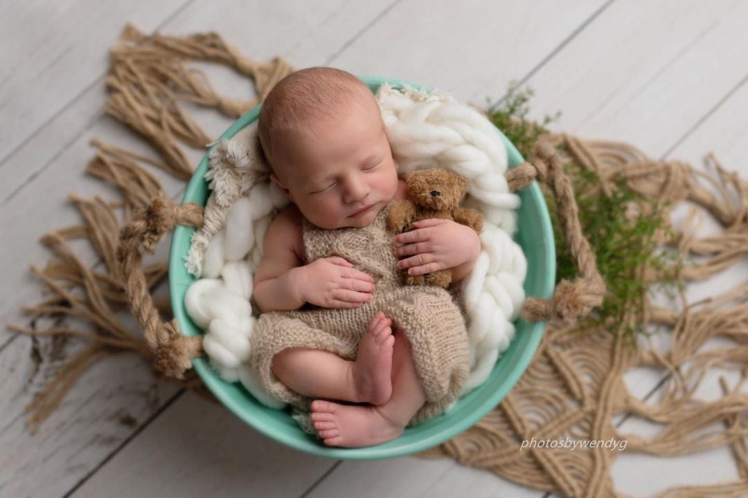 Fox 65x35cm Boho Layer Khaki White Newborn Baby Studio Props - Foxbackdrop