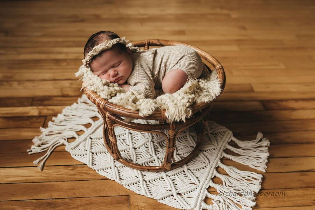 Fox 65x35cm Boho Layer Khaki White Newborn Baby Studio Props - Foxbackdrop