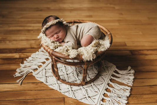 Fox 65x35cm Boho Layer Khaki White Newborn Baby Studio Props - Foxbackdrop